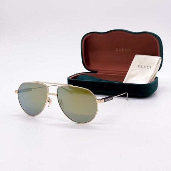 NEW GUCCI GG1311S 002 UNISEX METAL AVIATOR SUNGLASSES - Picture 1 of 13